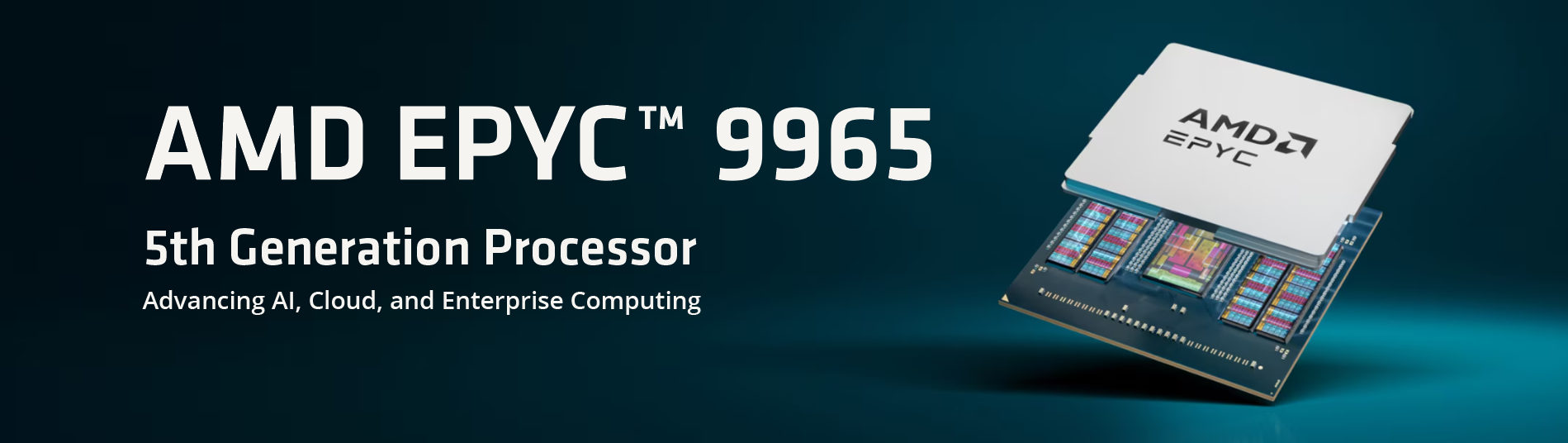 A computer processor is shown with the number 9965.