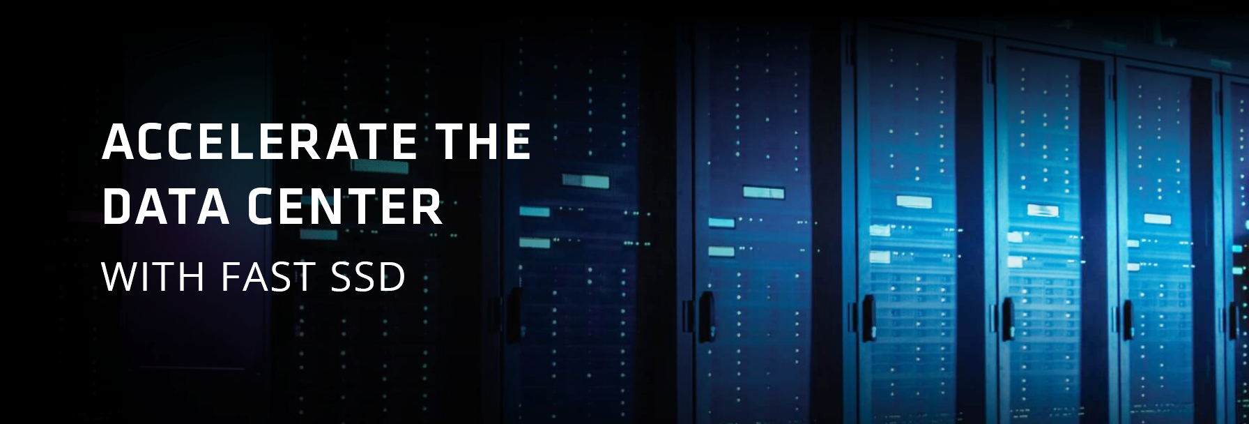 A server room with a row of servers.