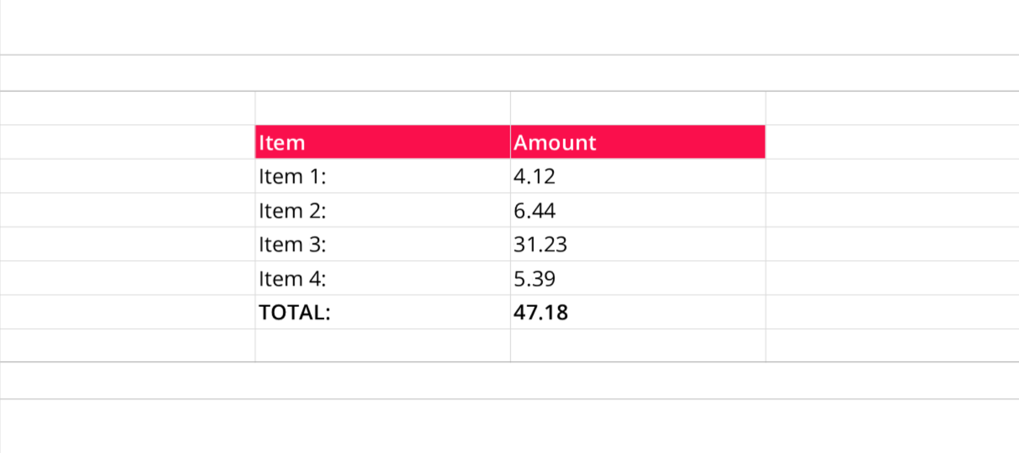 A computer screen displays a table with the word Total at the bottom.