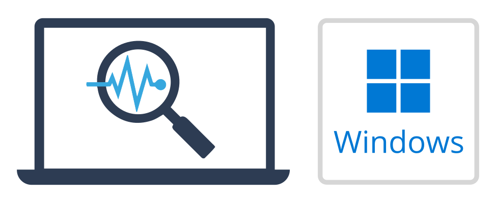 A magnifying glass is over a computer screen.