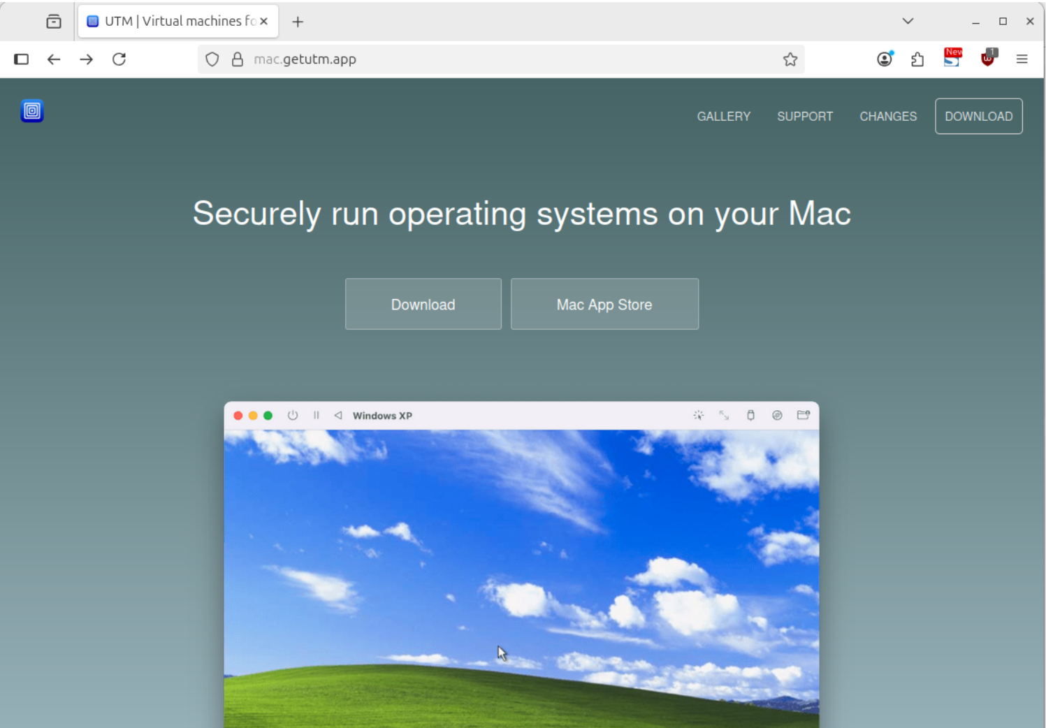 A screenshot of a website that says Securely run operating systems on your Mac. .