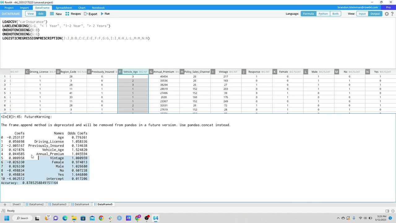 Logistic Regression with Row64