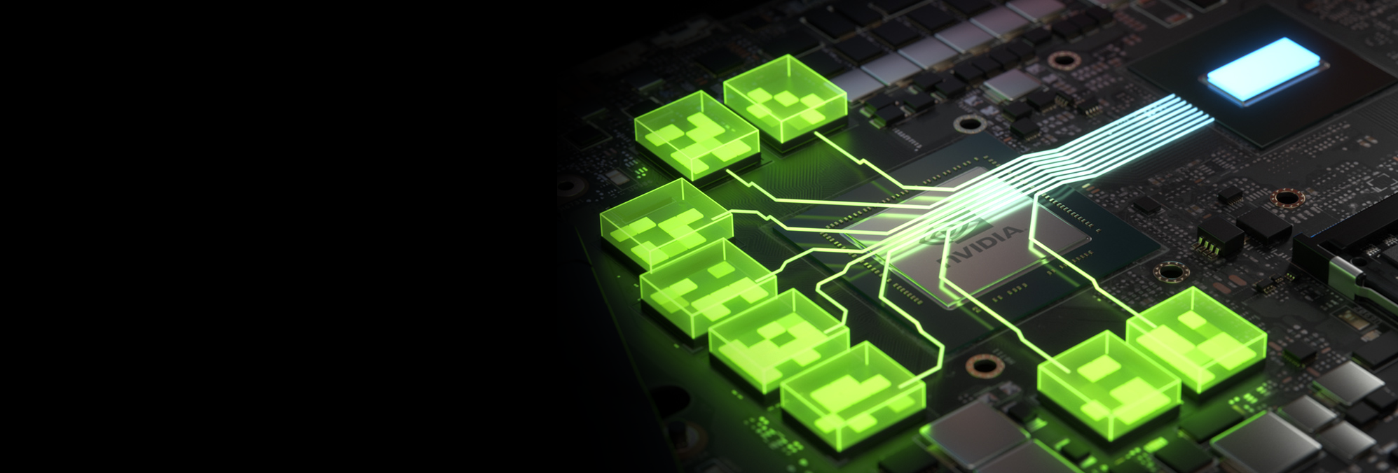 A close up of a computer circuit board with green squares.