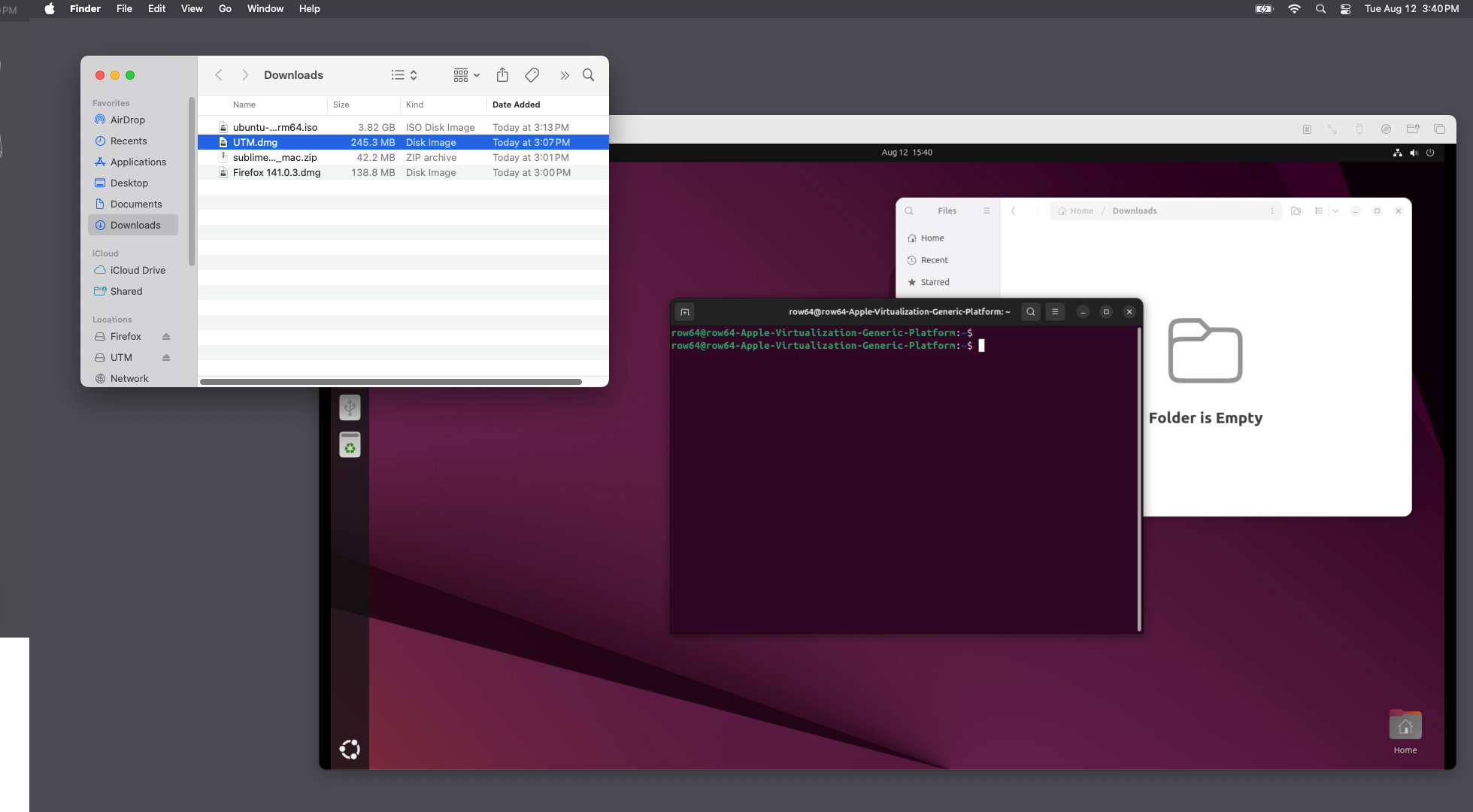 A computer screen with a purple background and a window open to a terminal.