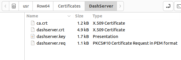 A screen with a list of files and their sizes.