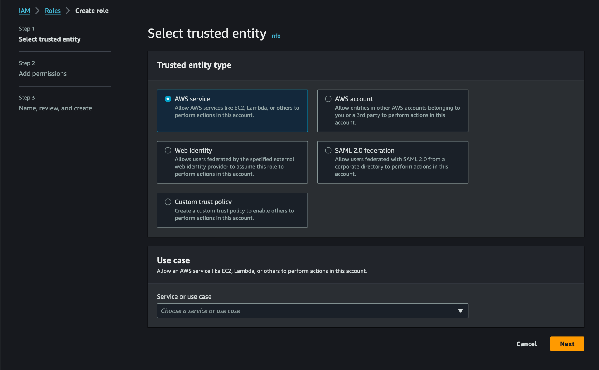 A screen with a blue background and a list of options.