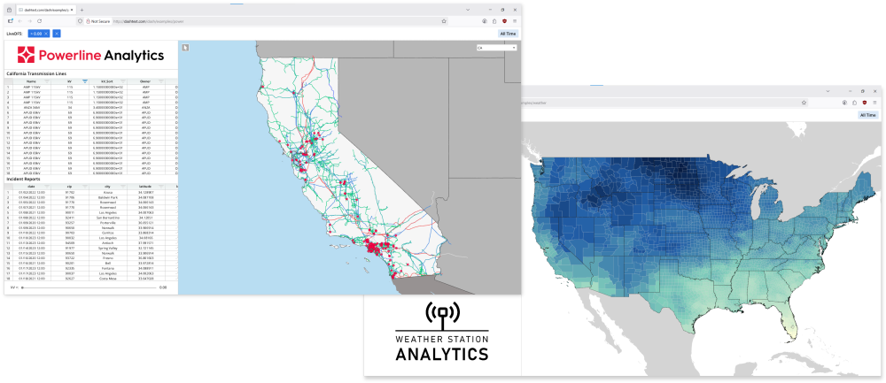 A map of the United States shows the weather station locations.