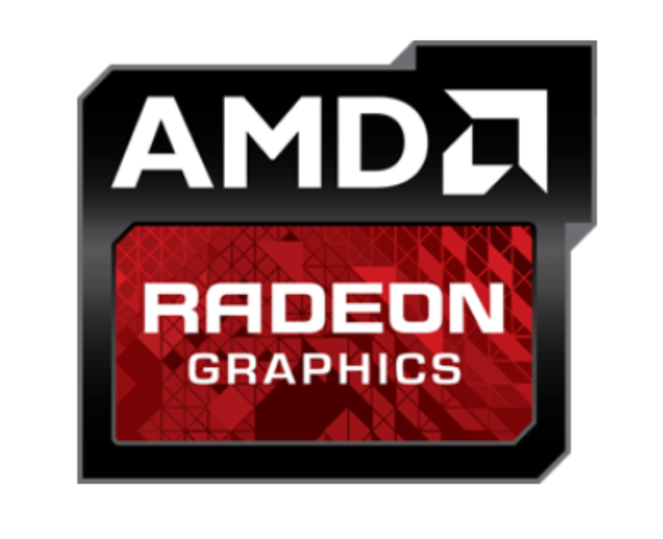 A red and black logo for AMD Radion Graphics.