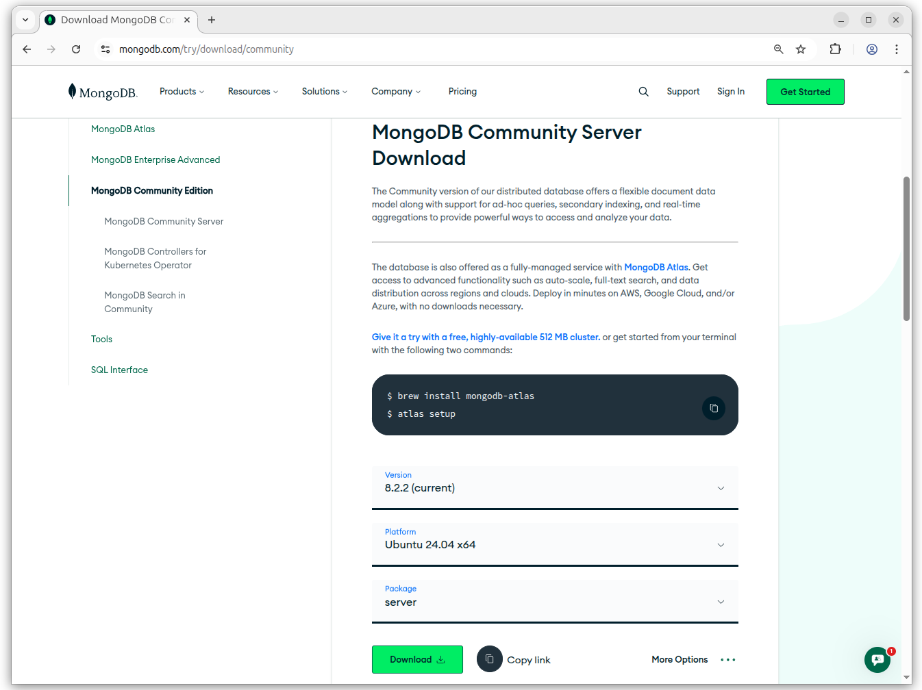 A screen with a blue background and white text displaying information about MongoDB.