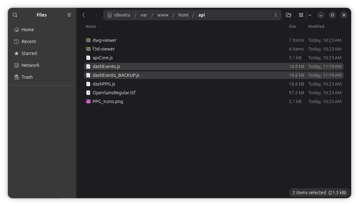 A computer screen with a list of files.
