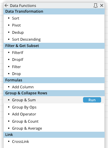 A screen with a drop down menu that says filter and get subset.