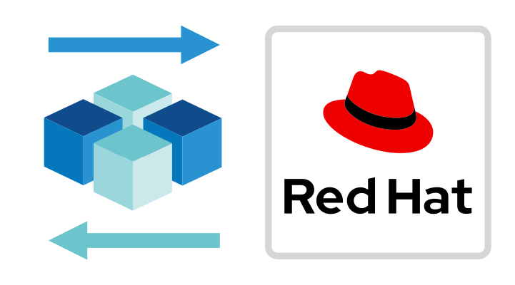 A red hat logo is displayed on a green background.