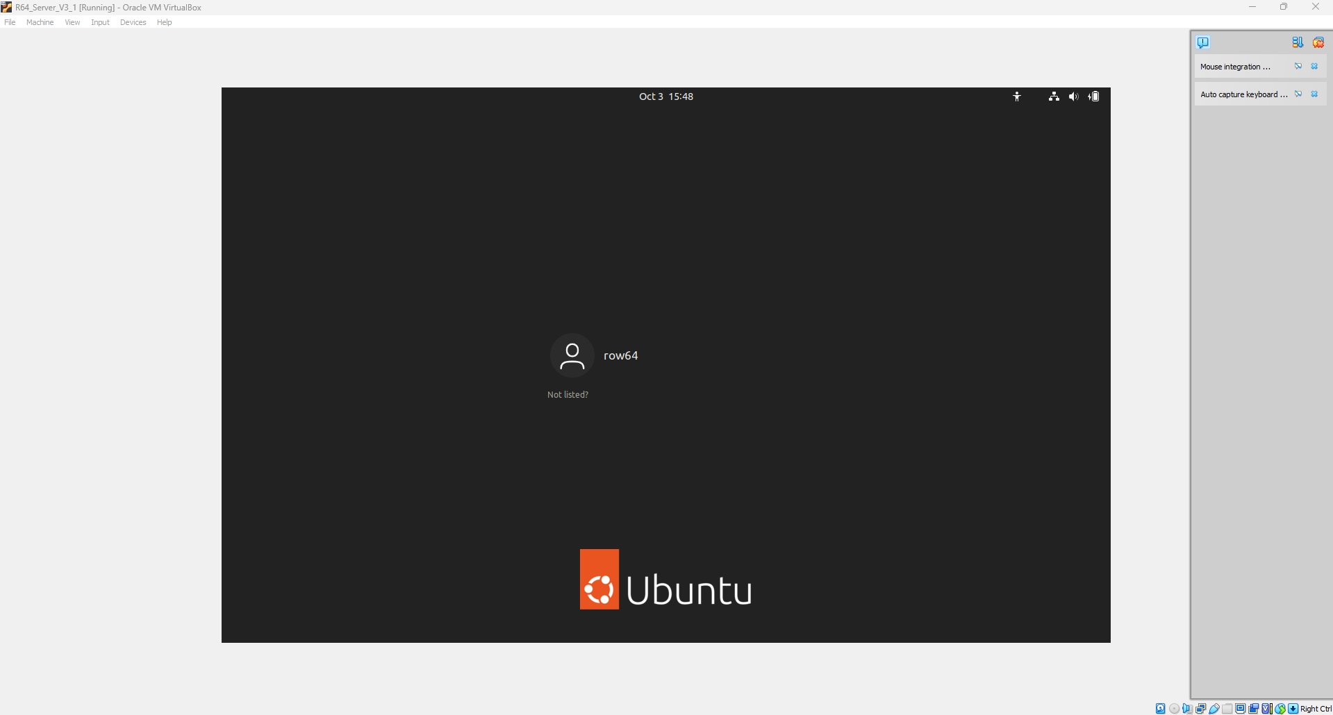 A black screen with a white logo that says Ubuntu.