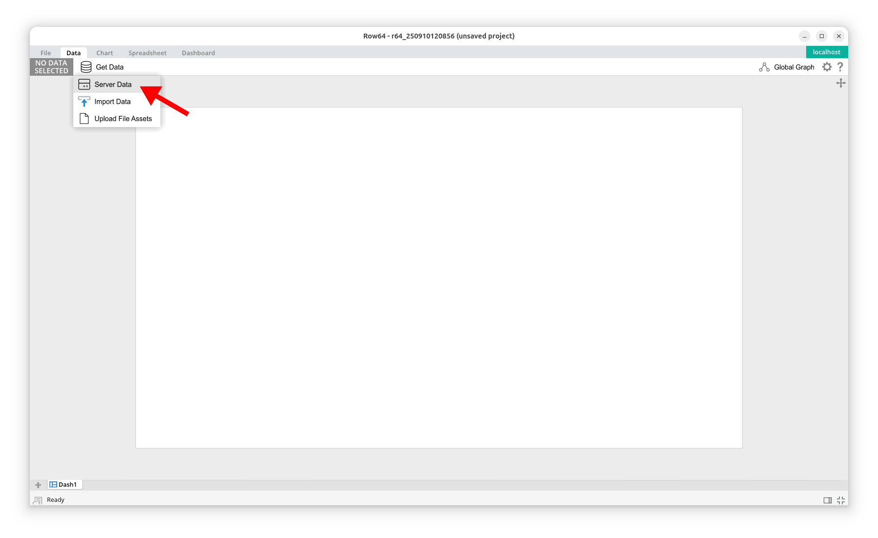 A computer screen with a white background and a red arrow pointing to the screen.