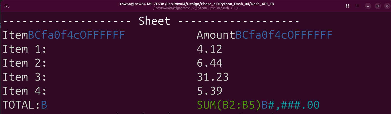 A computer screen displays a program that calculates the amount of a BCF.