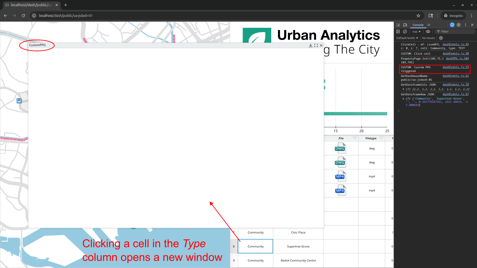 A screenshot of a computer screen with a blank white space and a red arrow pointing to the space.