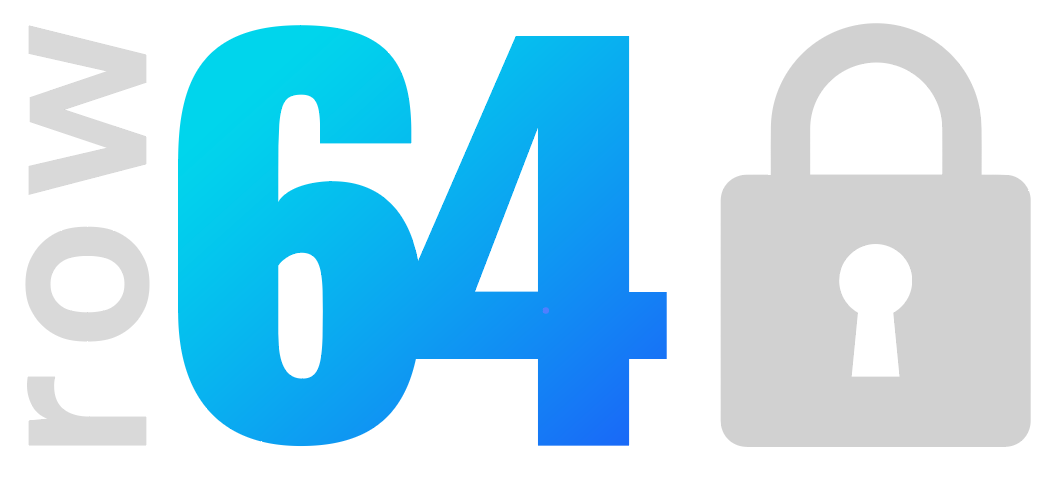 A blue and white logo for 64.