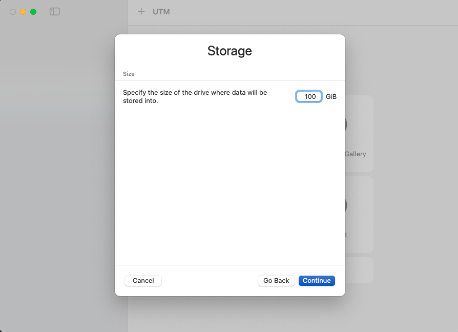 A storage screen with a blue button.