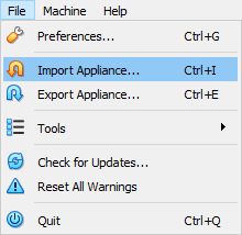 A computer screen with a menu for exporting appliances.