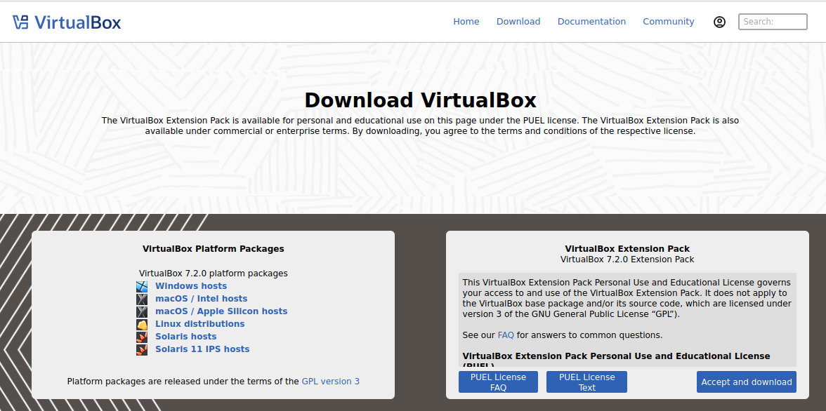 A website page that says Download VirtualBox on it.