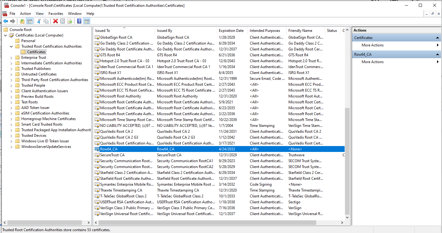 A list of Microsoft certifications is displayed on a computer screen.