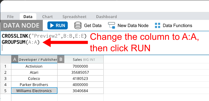 A screen with a red arrow pointing to the word change and the word run below it.