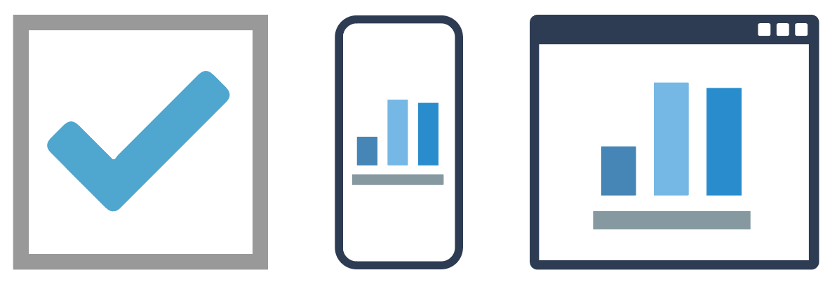 A blue and white bar graph is shown on a cell phone.
